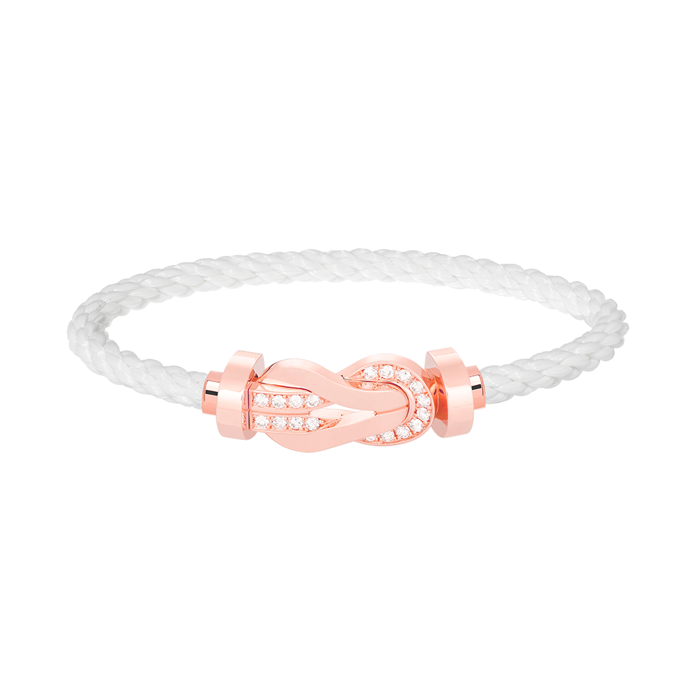 FRED CHANCE LARGE 8 FIGURE BUCKLE HALF DIAMOND BRACELET ROSE GOLD
