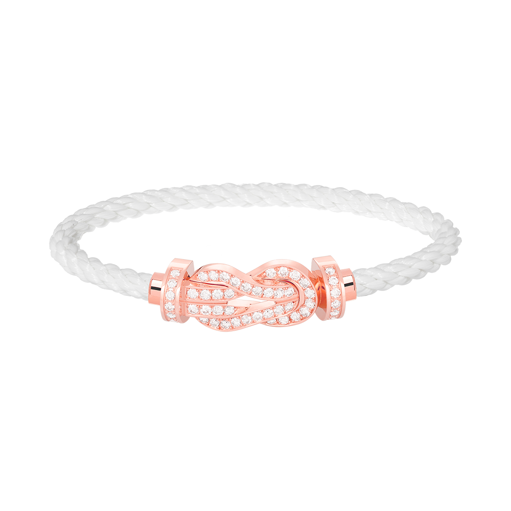 FRED CHANCE LARGE 8 FIGURE BUCKLE FULL DIAMOND BRACELET ROSE GOLD