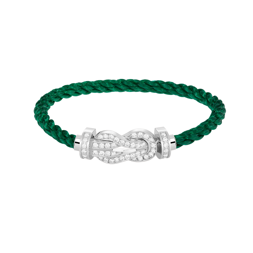 FRED CHANCE LARGE 8 FIGURE BUCKLE FULL DIAMOND BRACELET SILVER