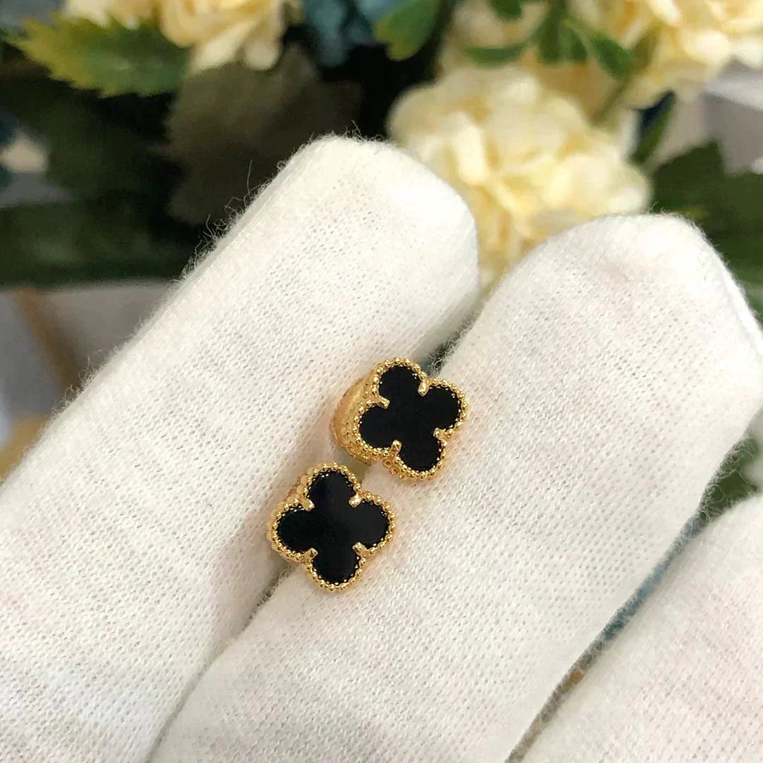 VCA CLOVER MINI 9.5MM BLACK MOP EARRINGS