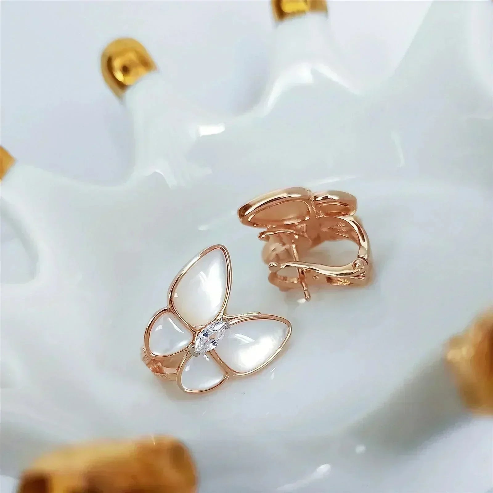VCA BUTTERFLY MOP DIAMOND EARRINGS