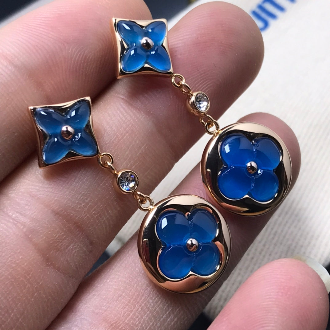 LOUIS VUITTON STAR AND SUN AGATE DIAMOND EARRINGS