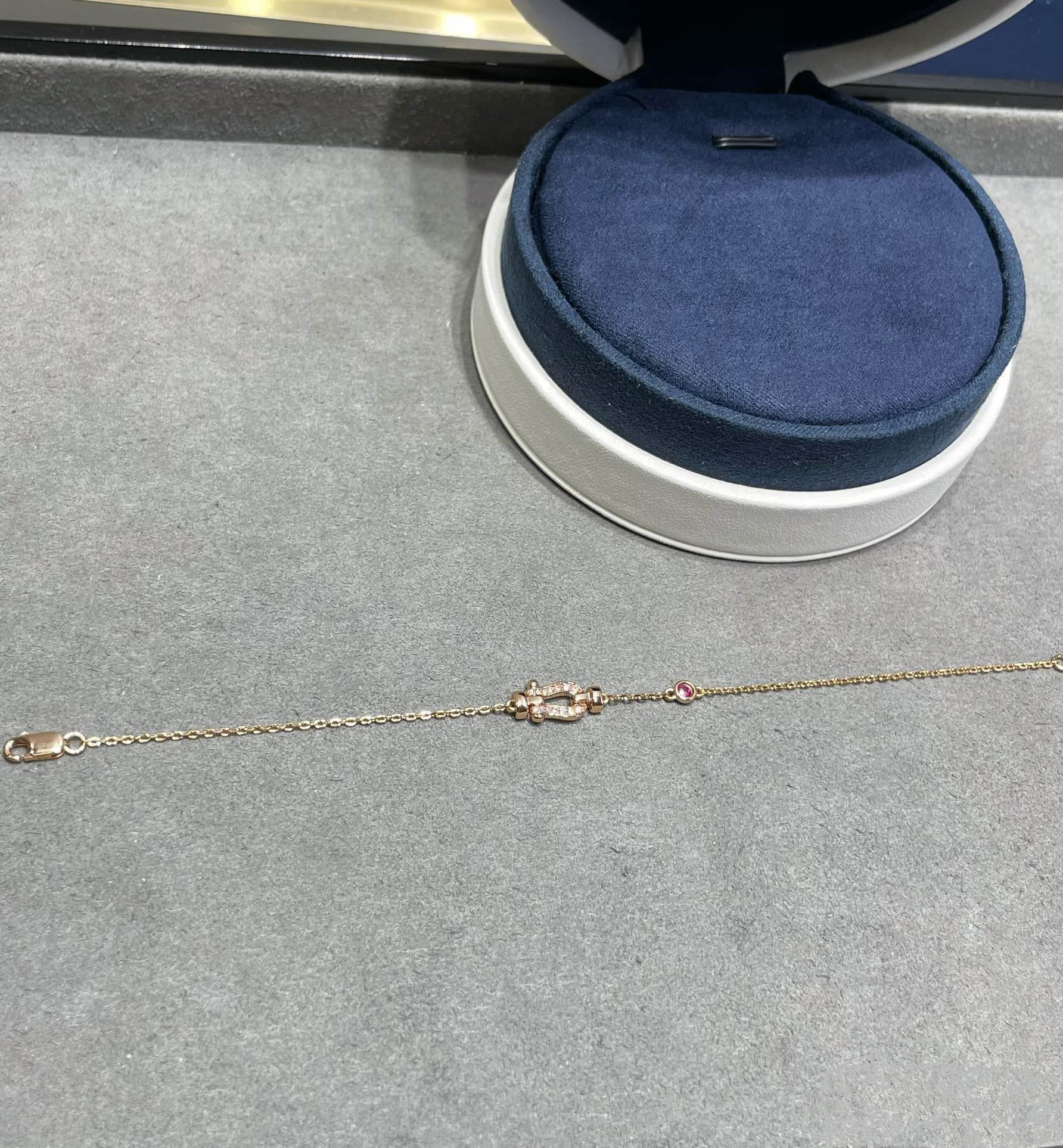 FRED FORCE 10 DIAMOND CHAIN LINK PINK GOLD BRACELET