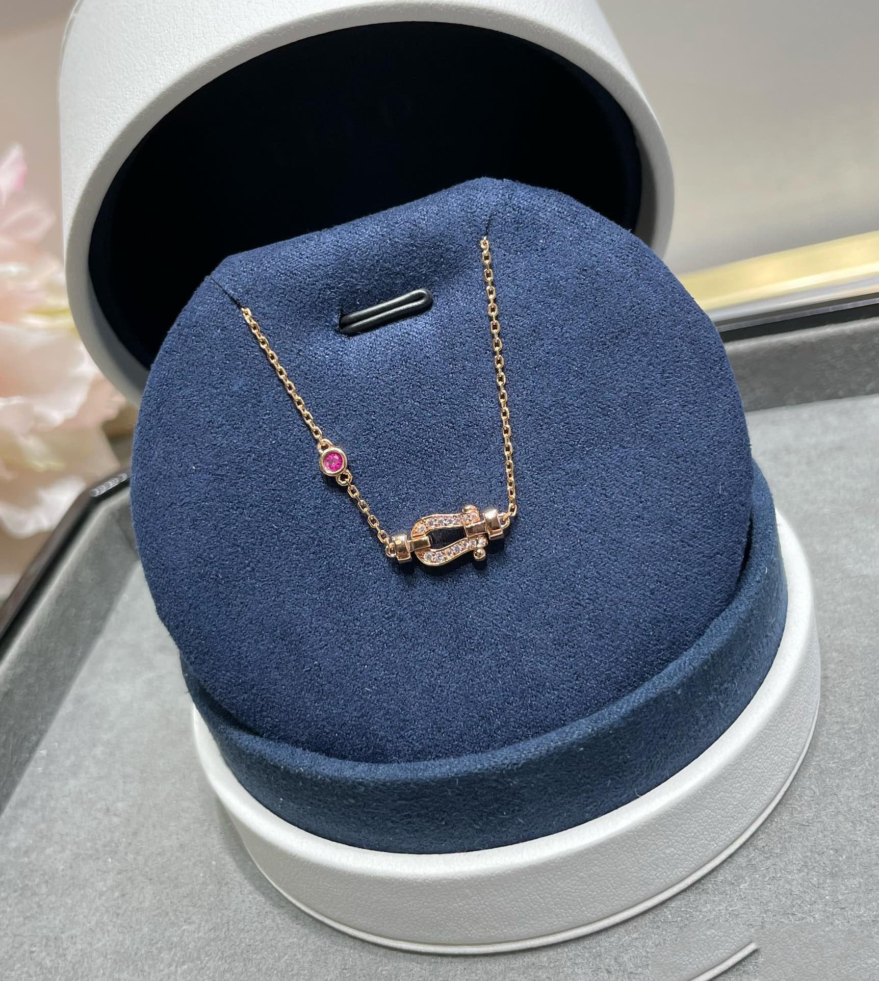 FRED FORCE 10 DIAMOND CHAIN LINK PINK GOLD BRACELET