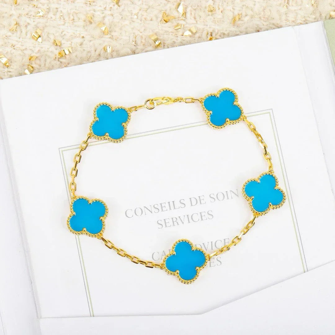 VCA CLOVER 5 MOTIF TURQUOISE BRACELET COLLECTION