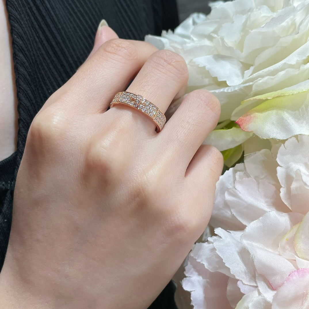 HERMES KELLY PINK GOLD DIAMOND RING