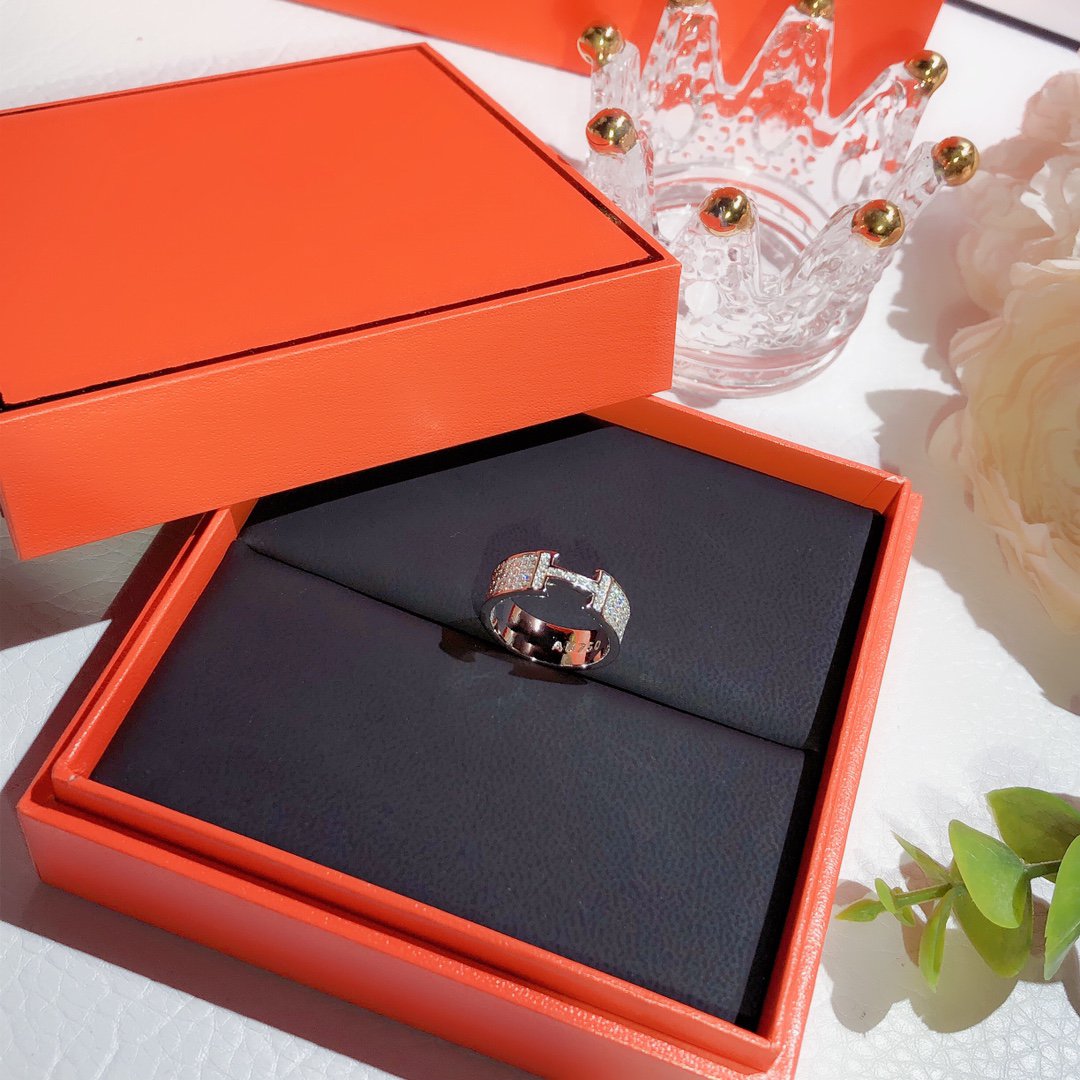 HERMES H RING FULL DIAMOND