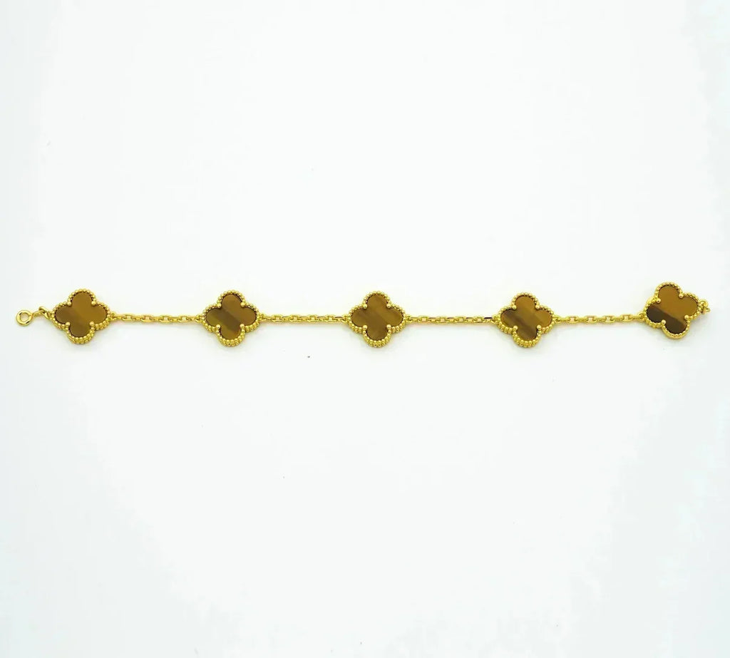 VCA CLOVER 5 MOTIFS TIGER EYE BRACELET COLLECTION