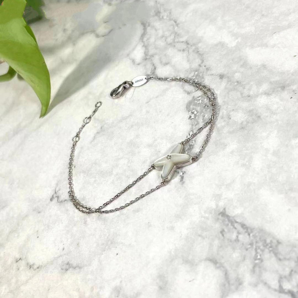 CHAUMET JEUX BRACELET WHITE MOP SILVER 1 DIAMOND