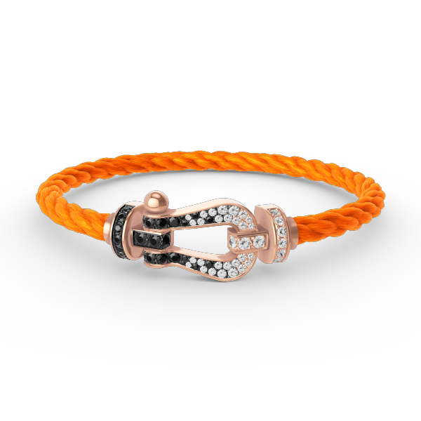 FRED FORCE LARGE HORSESHOE BLACK WHITE DIAMOND BRACELET ROSE GOLD