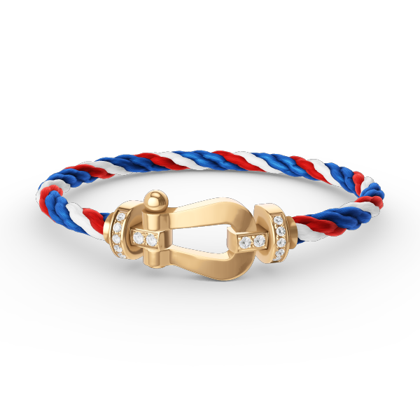 FRED FORCE LARGE HORSESHOE HALF DIAMOND BRACELET GOLD